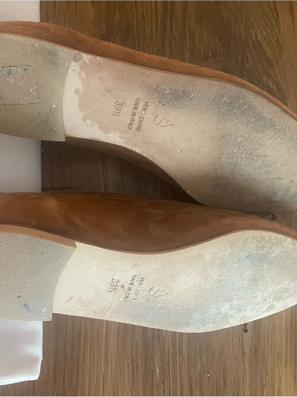 A. Soliani Amaretto Italian Suede Bow Ballet Flats - Picture 3 of 4